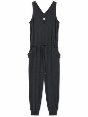 Lou & Grey Charcoal Sleeveless V-Neck Drawstring Jogger Jumpsuit - XS